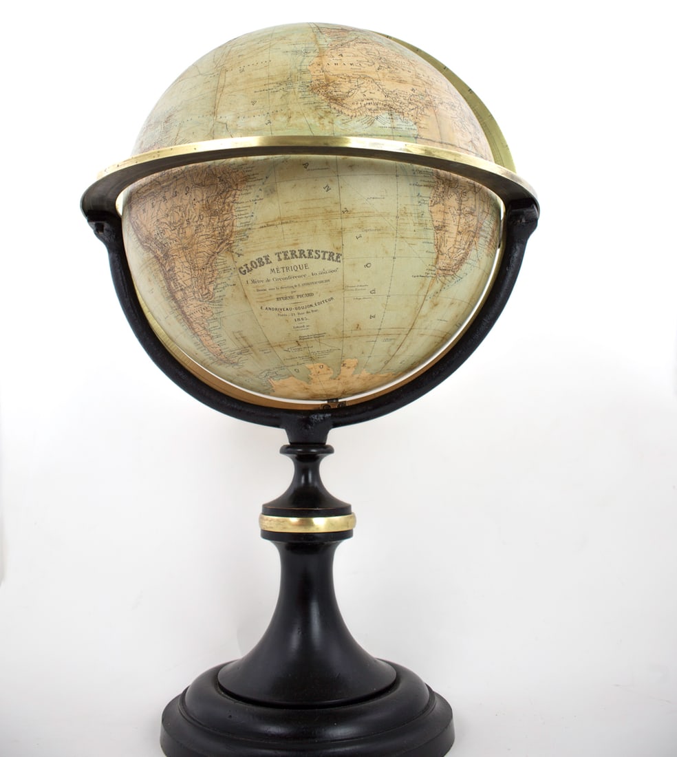 1865 French antique terrestrial globe 14 " Andriveau-Goujon editeur (1 of 7)