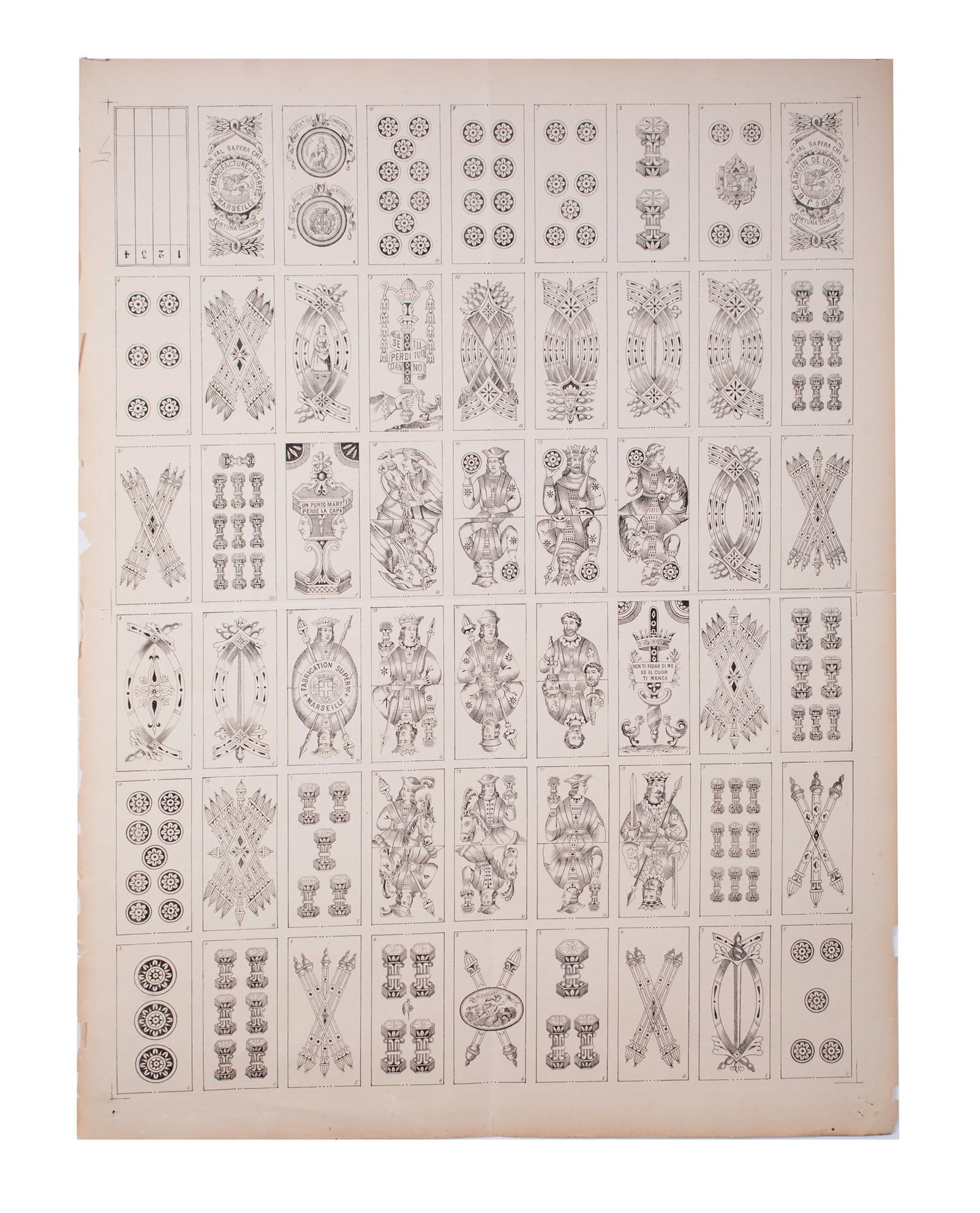 VINTAGE UNCUT ITALIAN Tarot PLAYING CARDS Camoin Marseilles (1 of 3)