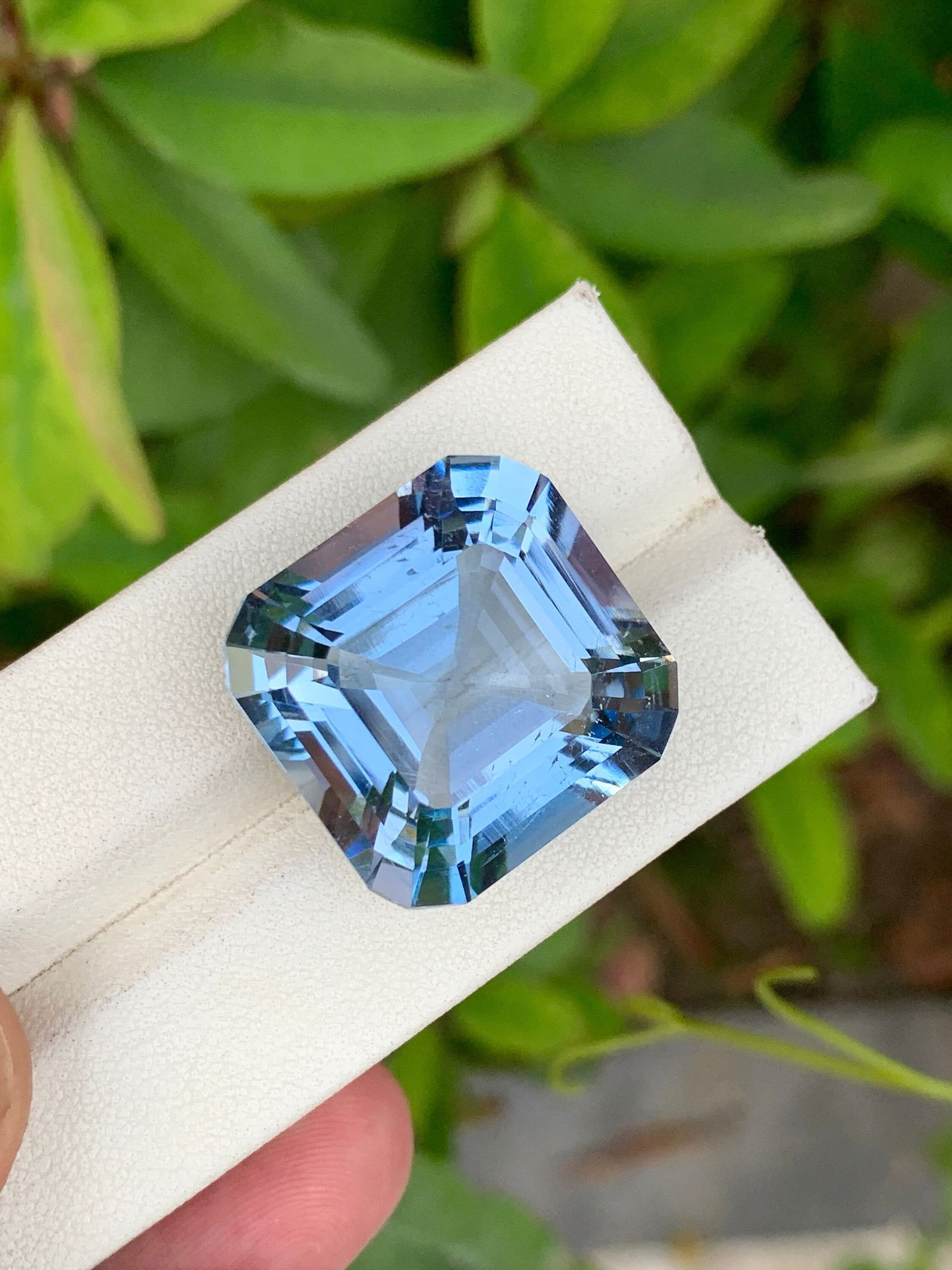 Aquamarine Loose Gemstone, Natural Large Size Santa Maria Color, Asscher Cut, Ring And Jewelry Size, (1 of 9)