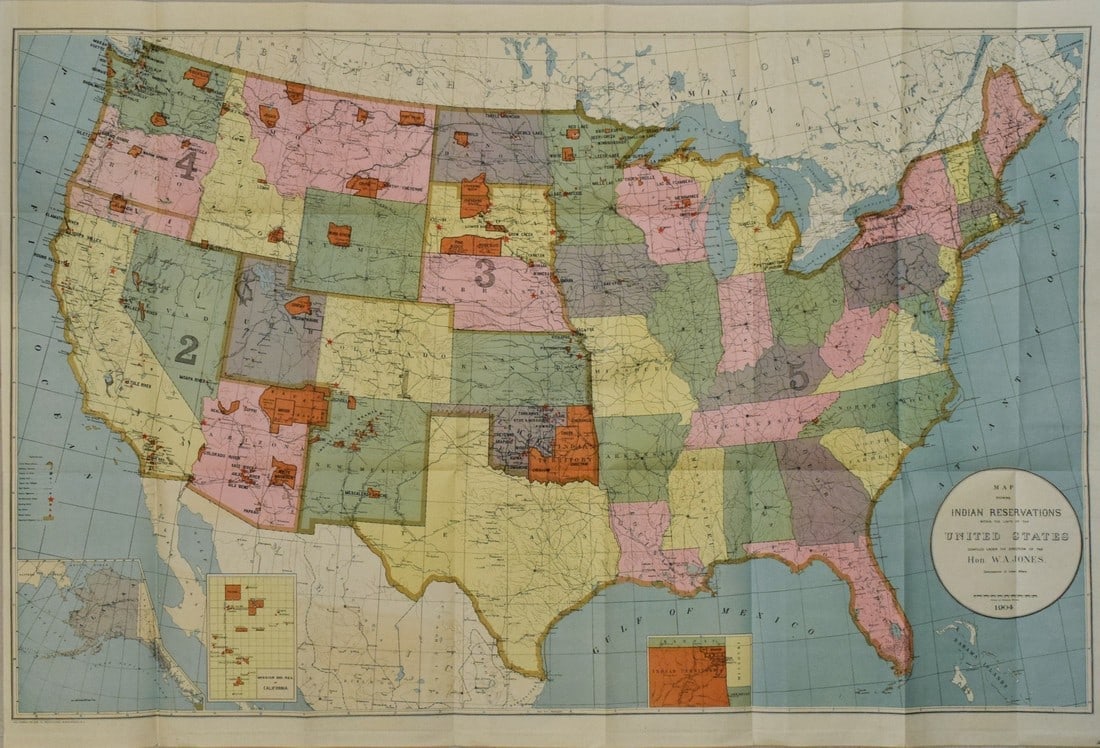 1904 Map of Indian Reservations in the US -- Map Showing Indian Reservations within the Limits of (1 of 1)