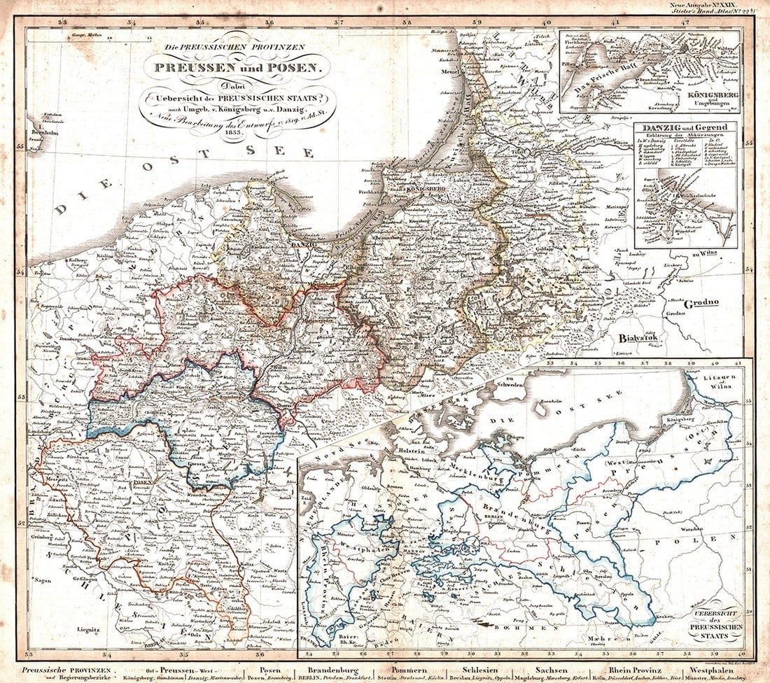 Die Preussischen Provinzen Preussen Und Posen.: Title: Die Preussischen Provinzen Preussen Und Posen. Cartographer: VOGEL, C. Publication Date: 1839 Publisher: JUSTUS PERTHES Height: 12.5 Width: 15.3 "Dabei Uebersicht des Preussischen Staats, auch