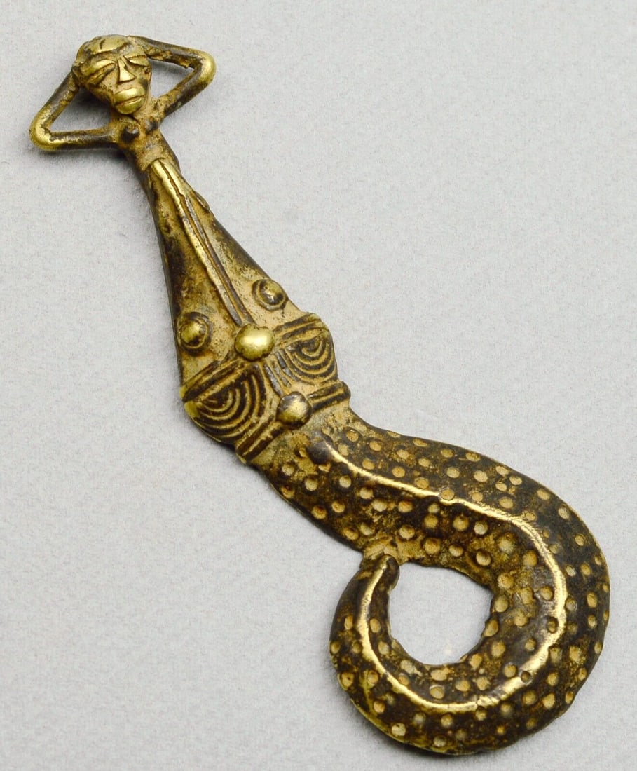 GAN Brass pendant snake eating human Burkina Faso African Tribal Art 0847 (1 of 4)