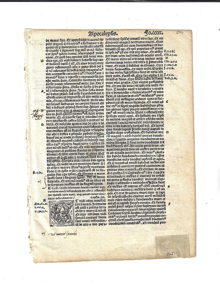 1514 Bible Leaf Apocalypse with Initials (1 of 2)