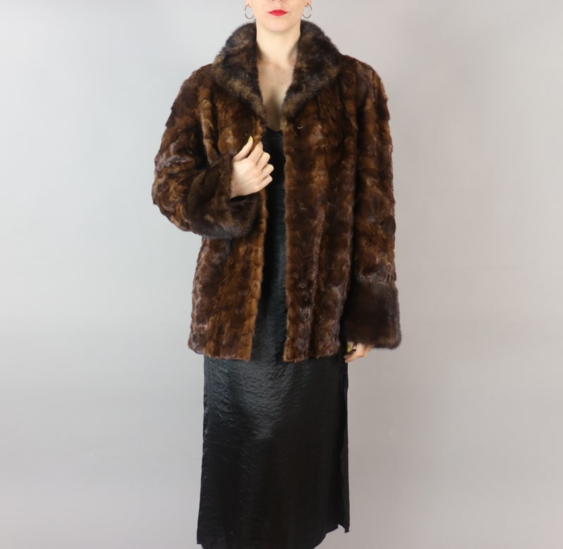 BROWN MINK FUR JACKET EU: L; US: 16 (1 of 11)