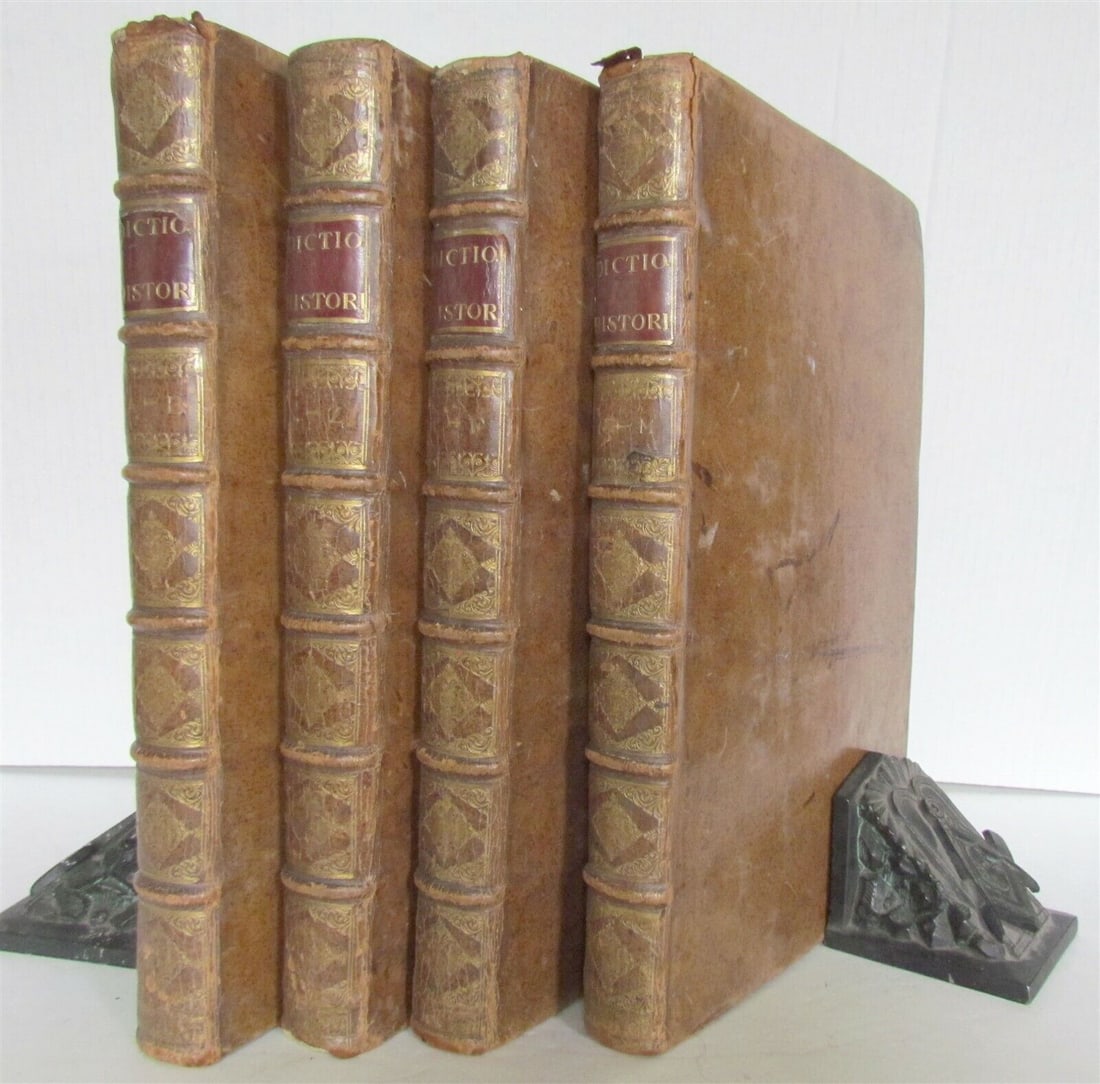1702 4 VOLUMES HISTORICAL DICTIONARY in FRENCH antique FOLIO (1 of 12)