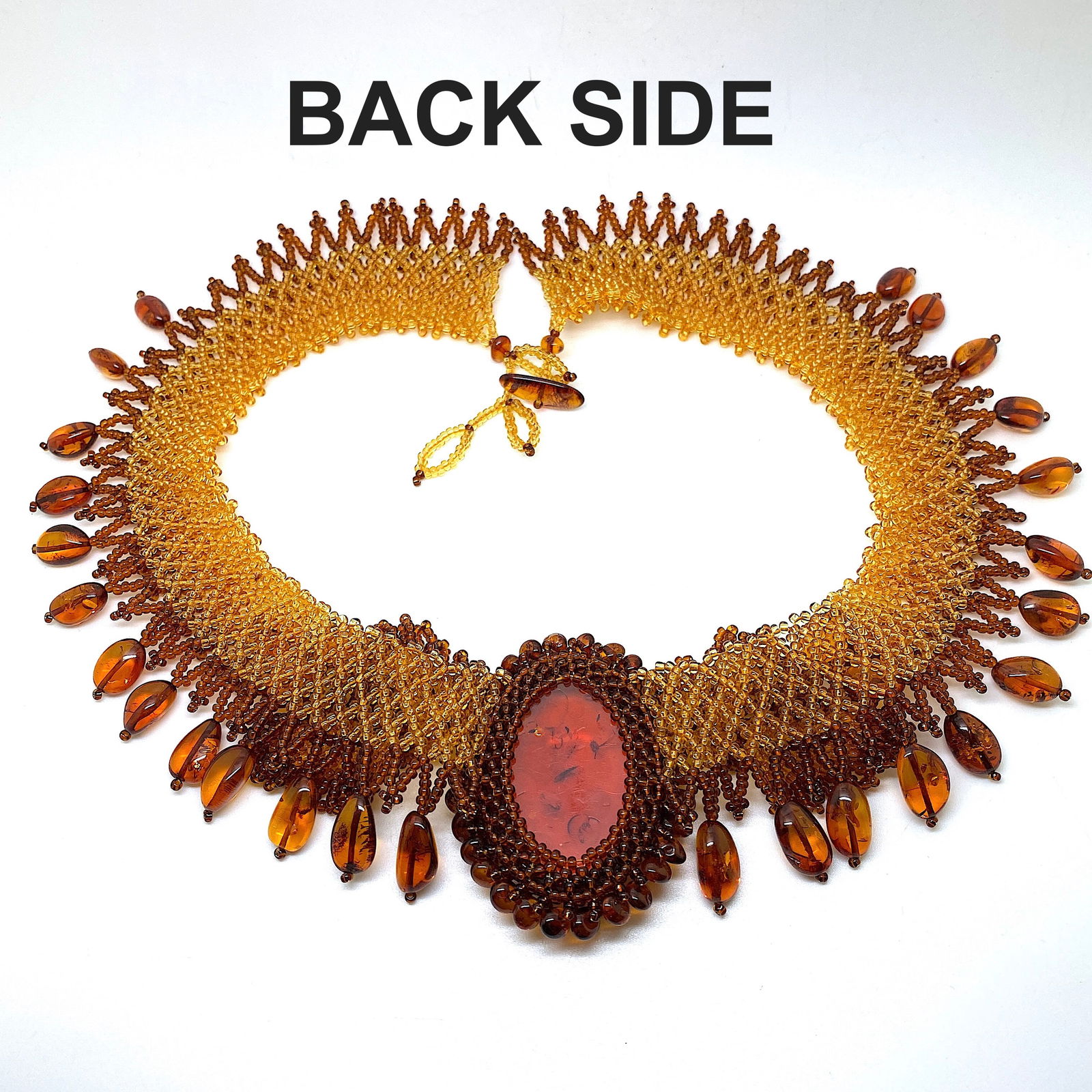 Impressive Vintage Amber Floral Necklace made from leaf like bead ornaments (1 of 6)