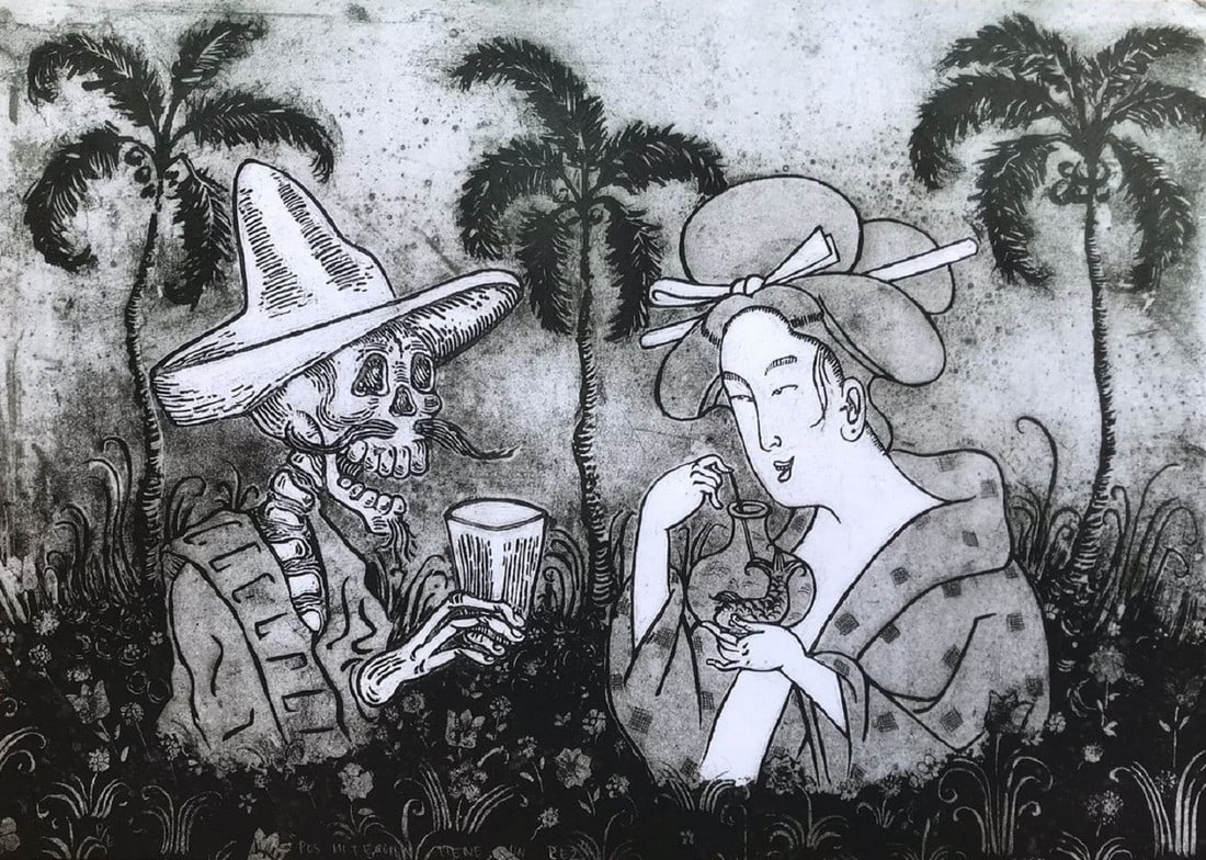 Eduardo Abela, Cuban, sugarlift, 2006: Lot Title: Eduardo Abela, Cuban, sugarlift, 2006 Artist: Eduardo Abela (Cuba, 1963) Work Title: Pos mi tequila tiene un pez Date: 2006 Medium: sugarlift Overall Size: 22.9 x 30.8 in. (58 x 78 cm.) Res