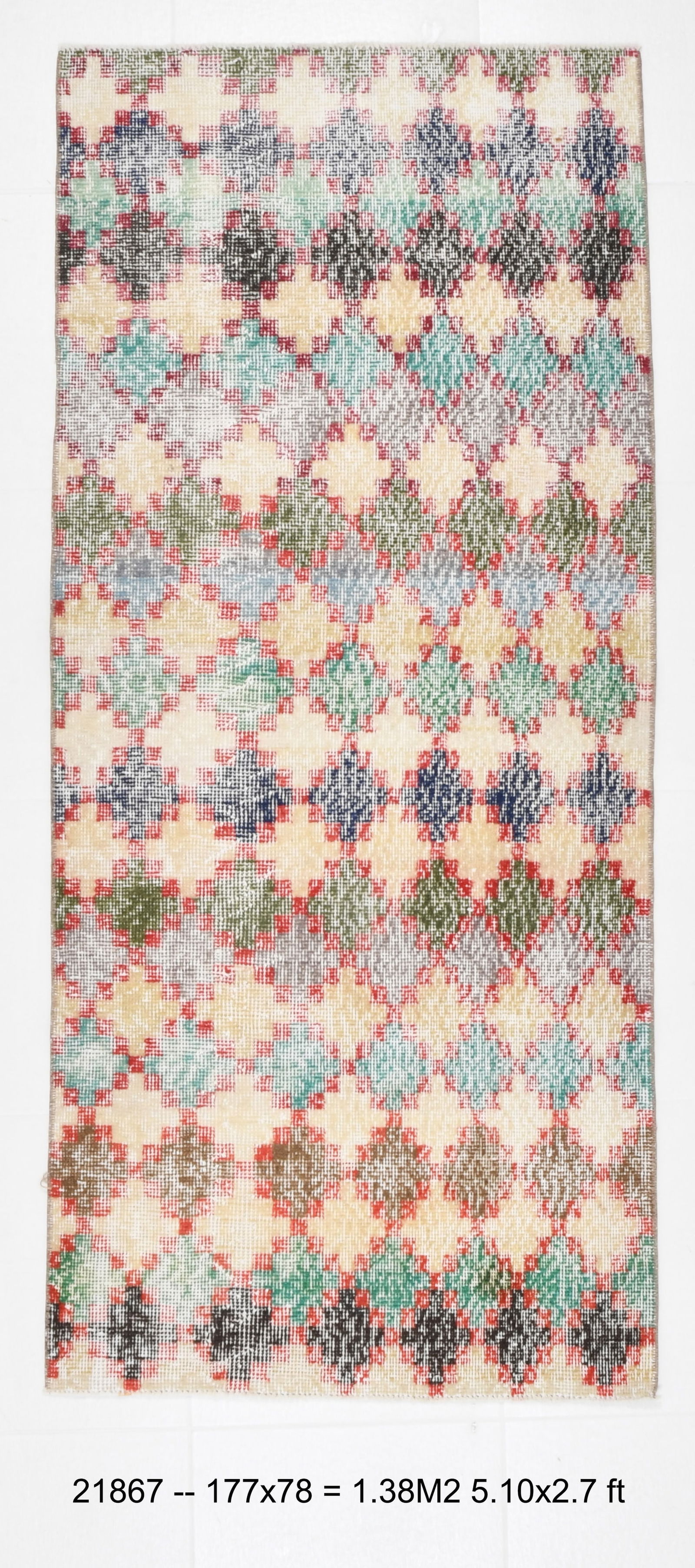 2' x 6' Vintage Turkish Runner Rug - 21867: Title: 2' x 6' Vintage Turkish Runner Rug - 21867 Description: Vintage Turkish Runner Rug Handmade, handwoven with traditional technique. Low pile, soft rug. Rug Condition: Fully cleaned and ready to