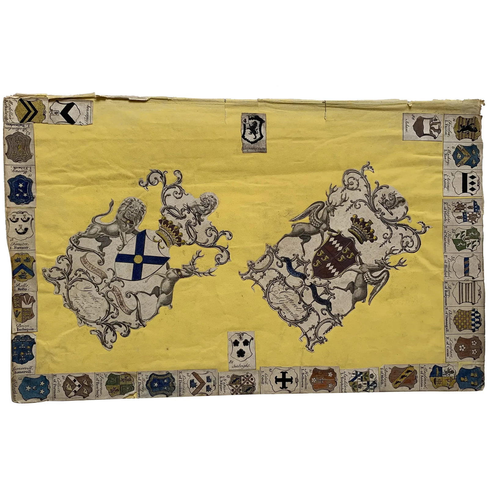 Vintage collage with United Kingdom Heraldic coat of arms from 18th century engraving (1 of 3)