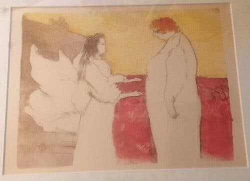 Original Toulouse Lautrec "Au Petit Lever" Lithographic Matted Print 1952 (1 of 1)