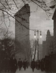 ALVIN LANGDON COBURN - Flat Iron Building, 1905: Artist: Alvin Langdon CoburnTitle: Flat Iron Building, 1905Medium: Photo Litho, 1999, DubaiDimensions: 6.15x8"Description: Heat Wax Mounted on 8.5x11" Conservation BoardArtist Bio: Alvin Langdon