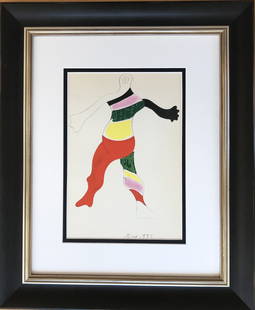 Joan Miro Lithograph Framed Jeu d'Enfant 1954: Title: Jeu d'enfant Artist: Joan Miro Country: Spain Medium: Lithograph Paper size: 12 X 9.50 inch Printed: 1954 by Edition Hachette France Provenance: The Ballet book Limited Edition to 1000