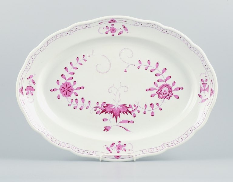 Meissen, Germany, Pink Indian, large oval serving dish. (1 of 5)