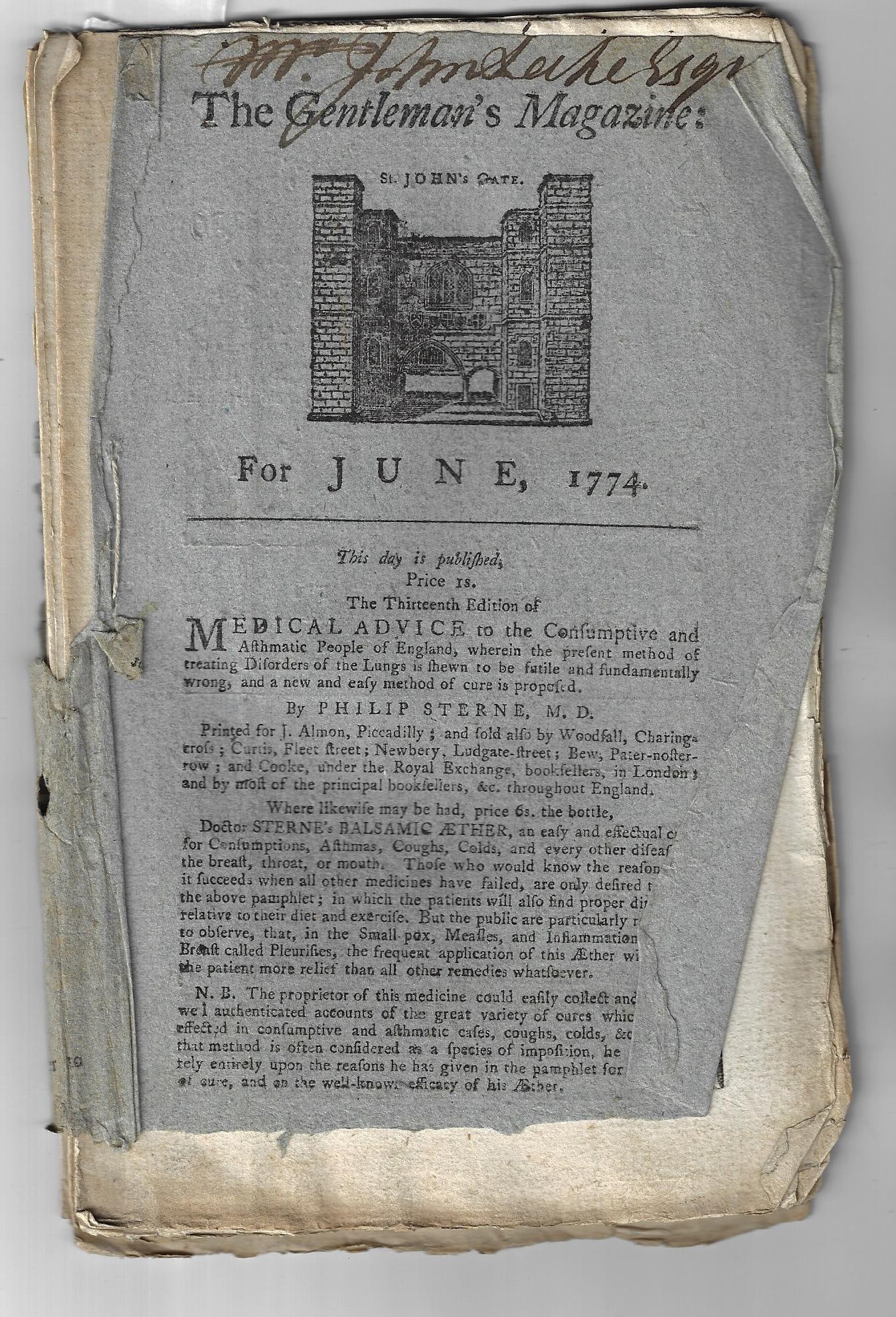 1774 Magazine Letter To Benjamin Franklin (1 of 3)