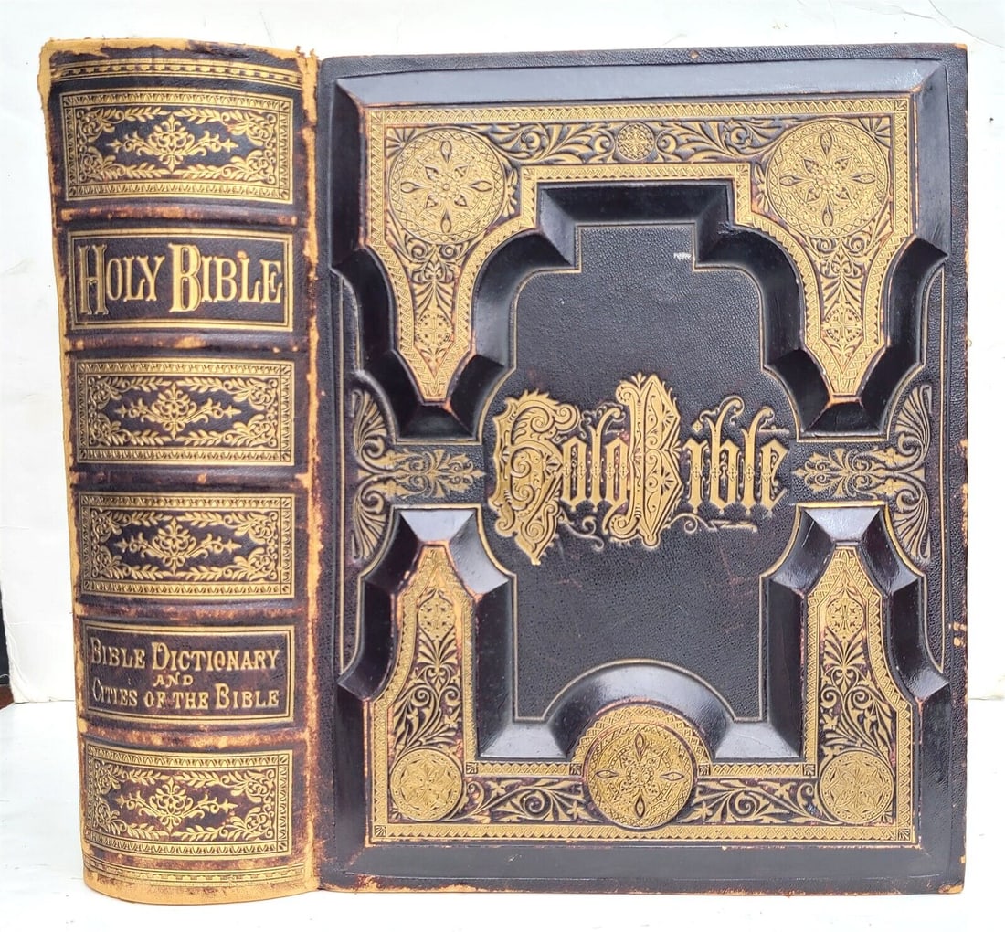 1870s BIBLE in ENGLISH antique AMERICANA GUSTAVE DORE ILLUSTRATED FOLIO (1 of 10)