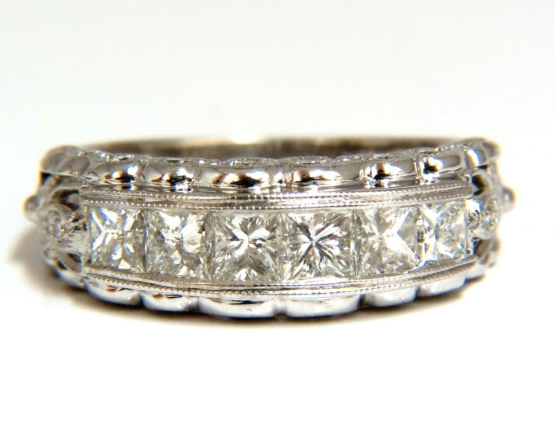 1.45ct natural princess cut diamonds band 14kt Gilt Details (1 of 7)