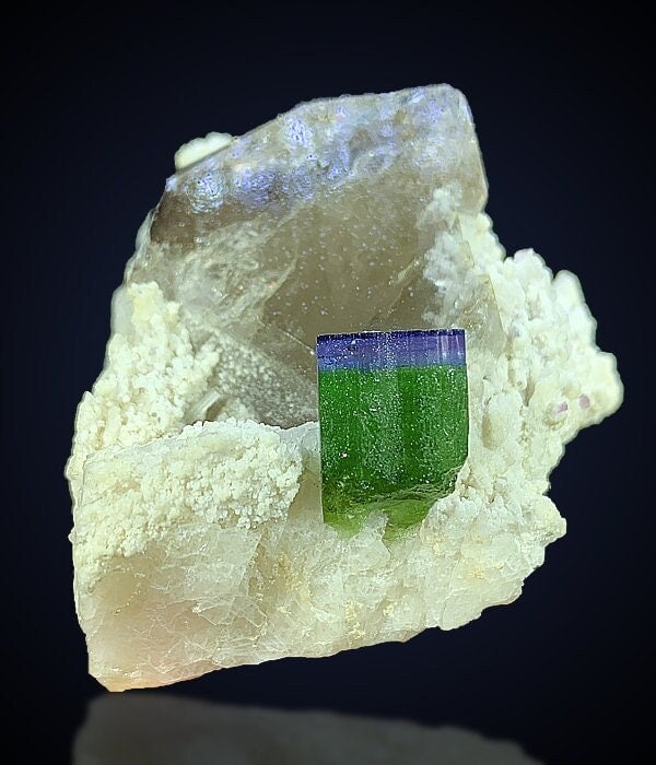 Unique Tri-Color Tourmaline Specimen Combine with Quartz, Purple Cap Tourmaline, Tourmaline for (1 of 4)