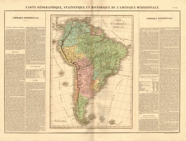 L'Amérique méridionale'.South America newly independent states. BUCHON 1825 map (1 of 3)