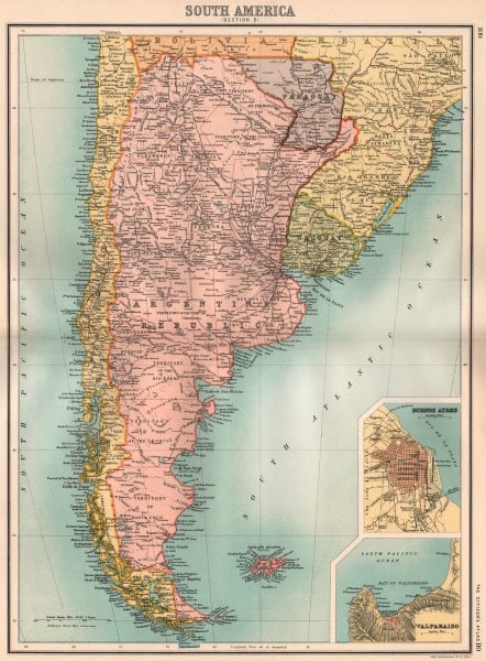 ARGENTINA. Inset Buenos Aires. BARTHOLOMEW 1898 old antique map plan chart (1 of 2)