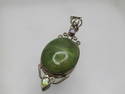 Vintage Sterling Green Agate, Amethyst, Peridot Pendant , 2.5", 1980's-1990's