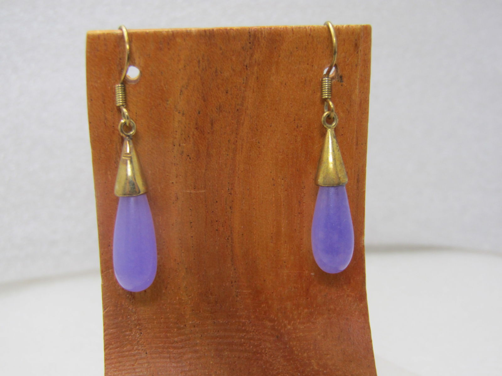 10kt G,.F. Purple Jade Drop Earrings, Pierced (1 of 5)