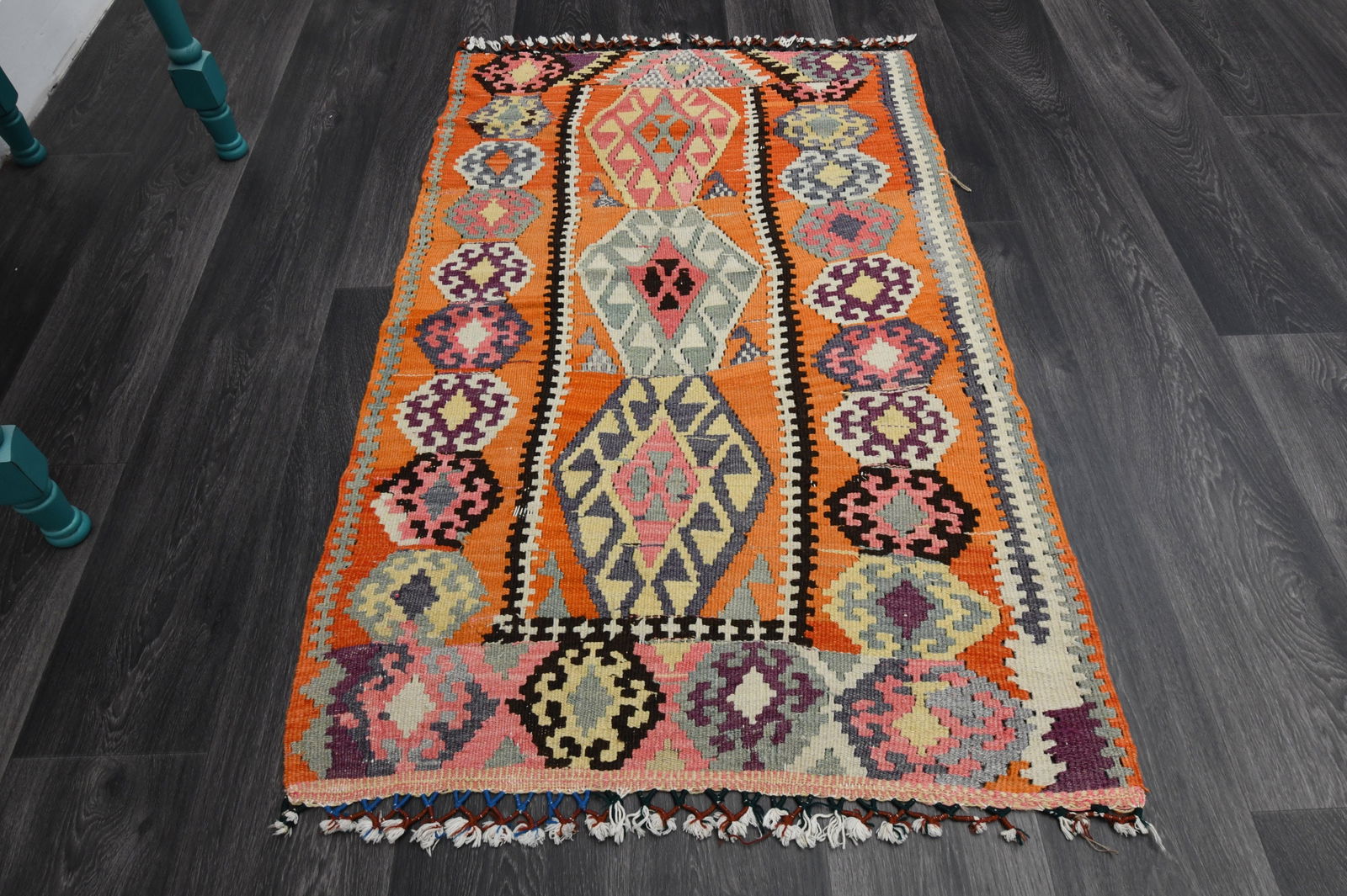 1970s Kilim Oushak Wool Orange Rug (1 of 9)