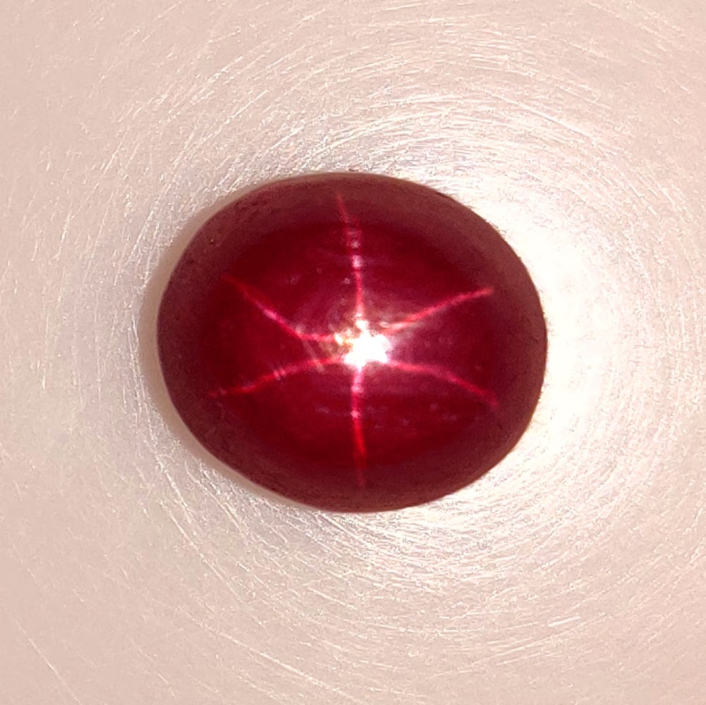 6.48 Ctw Natural Deep Purplish Red Ruby Star Ruby Oval Cabochon (1 of 2)