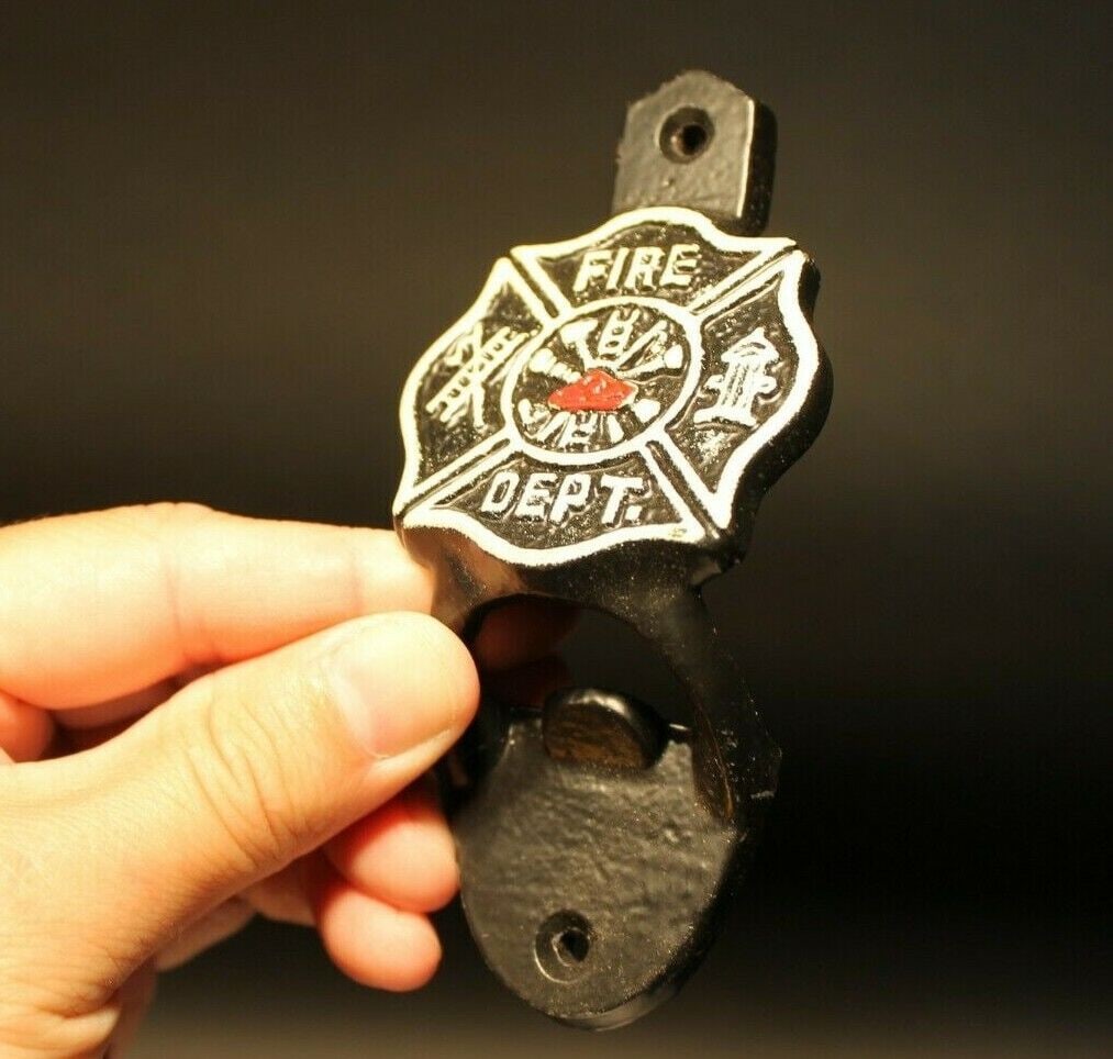 Cast Iron Fireman Fire Fighter Wall Mount Bottle Cap Opener (1 of 12)