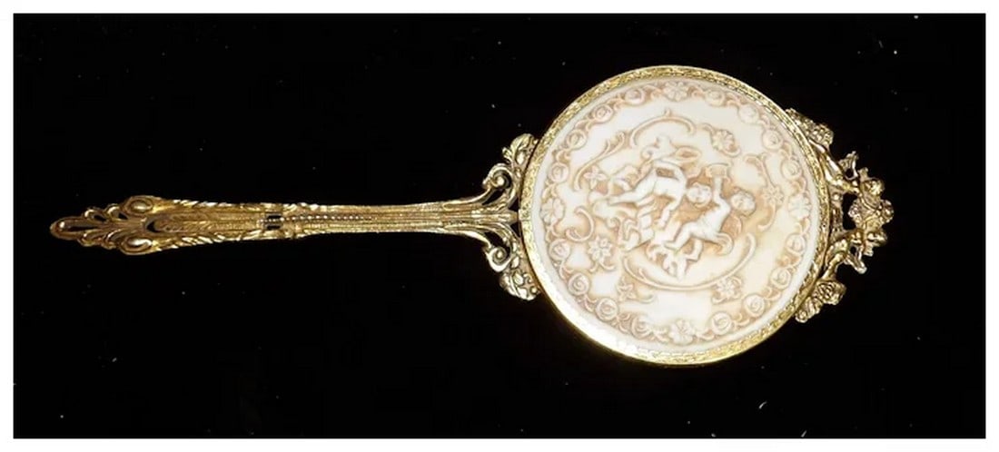 Antique Ormolu Vanity Mirror with Cherubs - 11