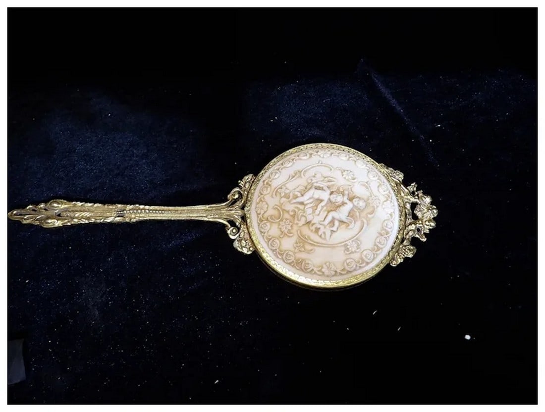 Antique Ormolu Vanity Mirror with Cherubs - 4