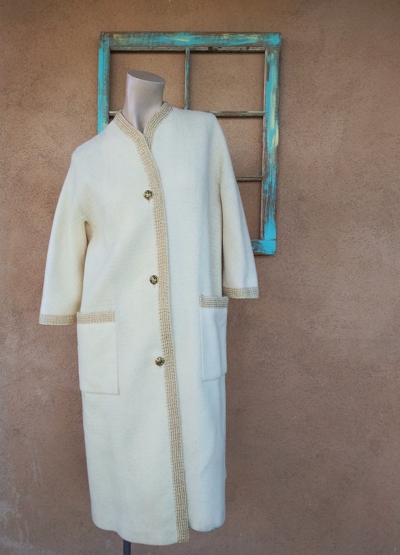 Vintage 1950s 1960s White Wool Coat Sz S M to US10 (1 of 10)