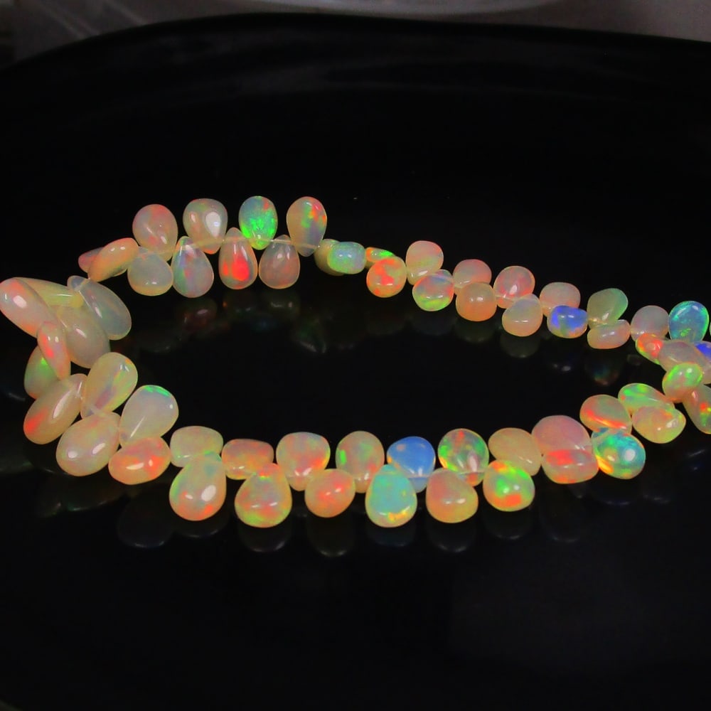 55.40 Ctw Natural 161 Drilled Multi-Color Fire Opal Pear Beads (1 of 3)