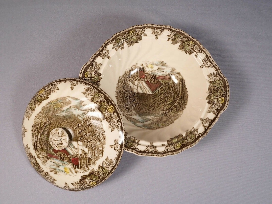 Johnson Brothers Friendly Village Soup Vegetable Tureen England Covered Bridge (1 of 5)