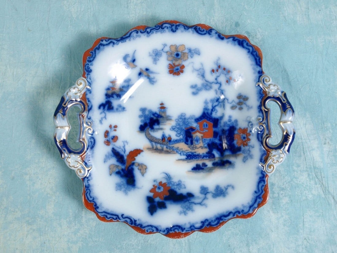 IMARI Ironstone Mulberry Cabinet Plate Handled Platter Cobalt Gold Blue Rust (1 of 5)