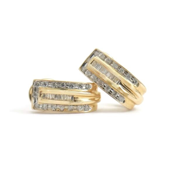 Diamond Huggie Earrings in 14K Yellow Gold, Omega Backs, .55 CTW, 5.51 Grams (1 of 6)