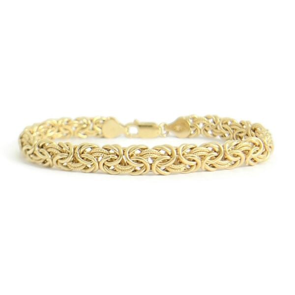 Italian Byzantine Chain Link Bracelet 18K Yellow Gold, 7.5 Inches, 9.61 Grams (1 of 6)