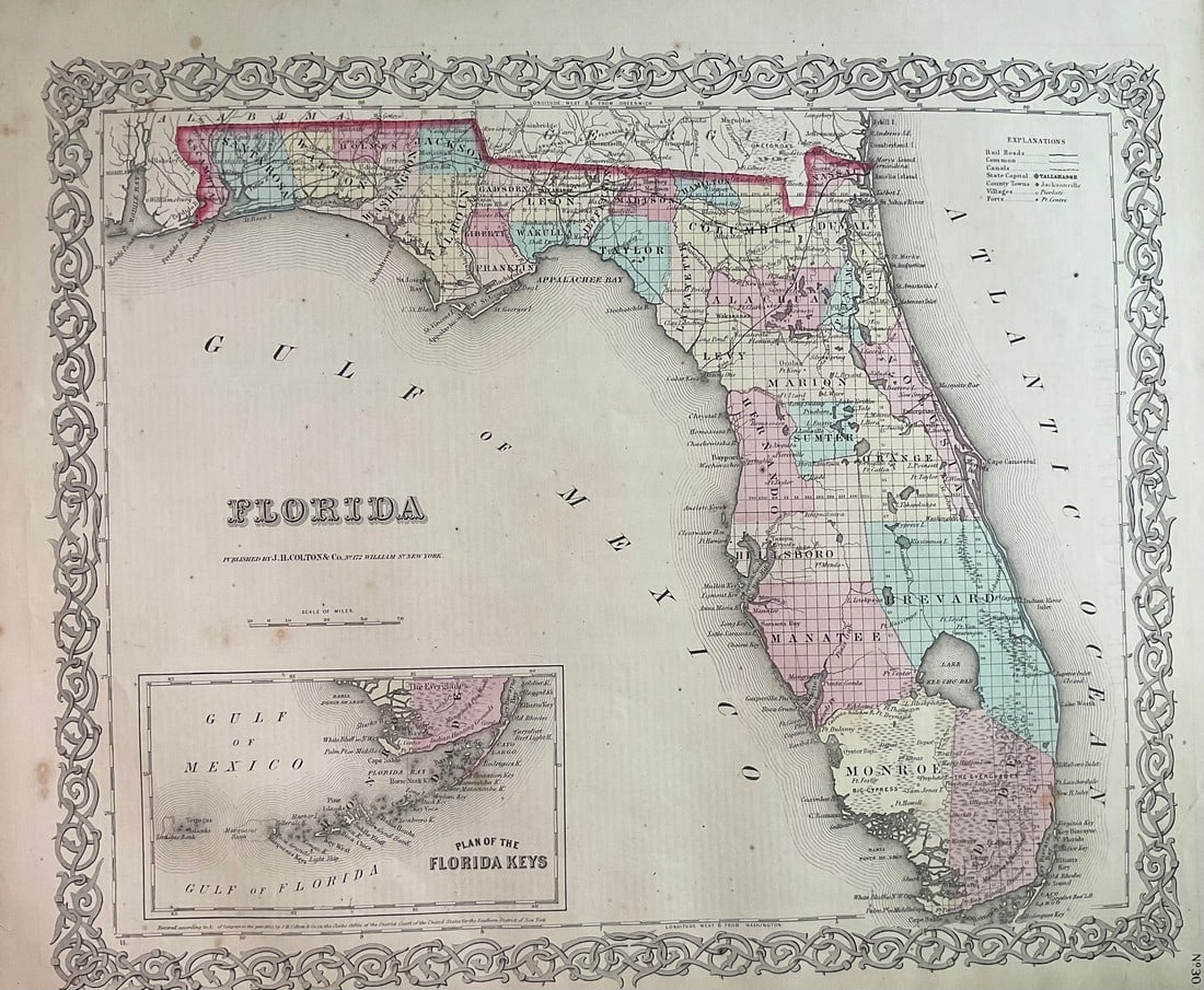 1859 Map of Florida by Colton (1 of 1)