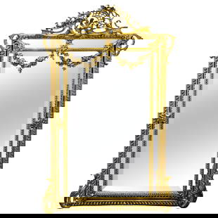 19th Century Louis XVI Style, Console, Wall Mirror, Gilt Wood: Title: 19th Century Louis XVI Style, Console, Wall Mirror, Gilt Wood Description: Louis XVI style, 19th century pier, console or wall mirror. This reverse shadow box mirror is simply stunning having p