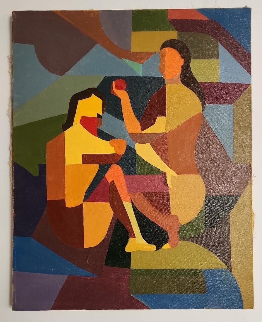 Antique Oil Canvas Painting Cubism / "Style Of Pablo Picasso , Braque. LIZARES (1 of 5)