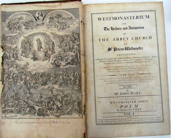 1723 WESTMONASTERIUM HISTORY & ANTIQUITIES of ABBEY 2 Vol. FOLIO ILLUSTRATED (1 of 12)
