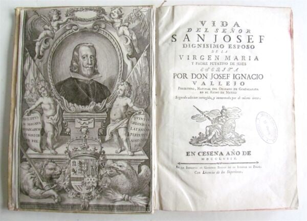 1779 LIVES of SAINTS in SPANISH antique VELLUM BOUND: Vida Del Sen~or San Josef [with] Vida del Sen~or San Joaquin y de Sen~ora Santa Ana by Vallejo, JoseÂ´ Ignacio and P. Estevan Binet En Cesena, En la Impenta de Gregorio Biasini en la Insignia de Pal