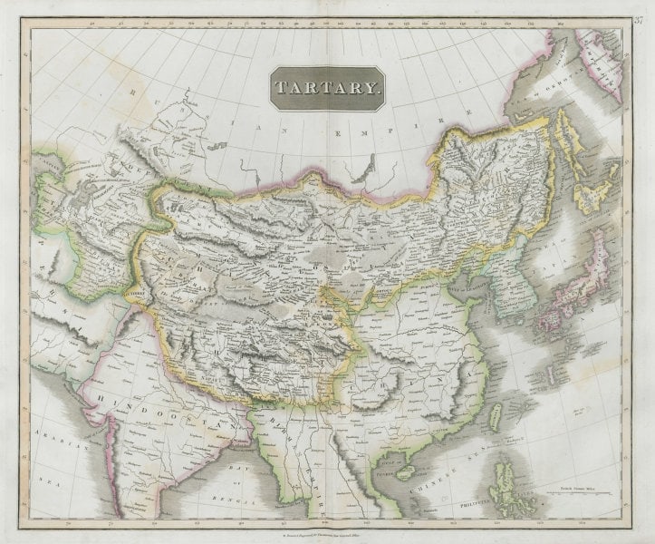 Independent & Chinese "Tartary". Central Asia Tibet Silk Road. THOMSON 1830 map: Title: Independent & Chinese "Tartary". Central Asia Tibet Silk Road. THOMSON 1830 map Description: Tartary' by Drawn & engraved by Nathaniel Robert Hewitt for John Thomson's "New General Atlas" (1830