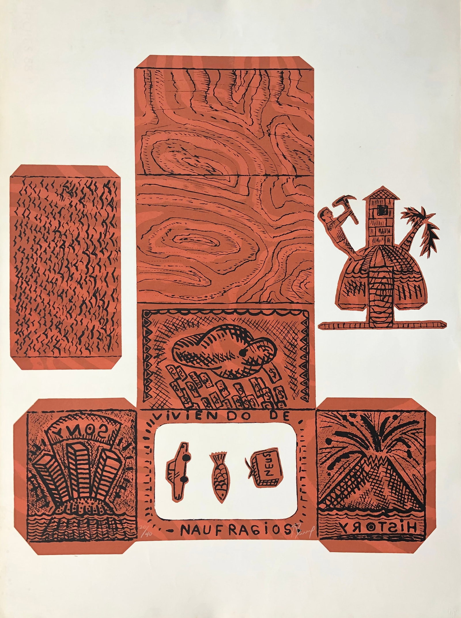 Abel Barroso, Cuban, silkscreen: Lot Title: Abel Barroso, Cuban, silkscreen Artist: Abel Barroso (Cuba, 1971) Work Title: Naufragios Date: N/A Medium: silkscreen Overall Size: 30 x 19.7 in. (76 x 50 cm.) Reserve: $320.00 Shipping: Do