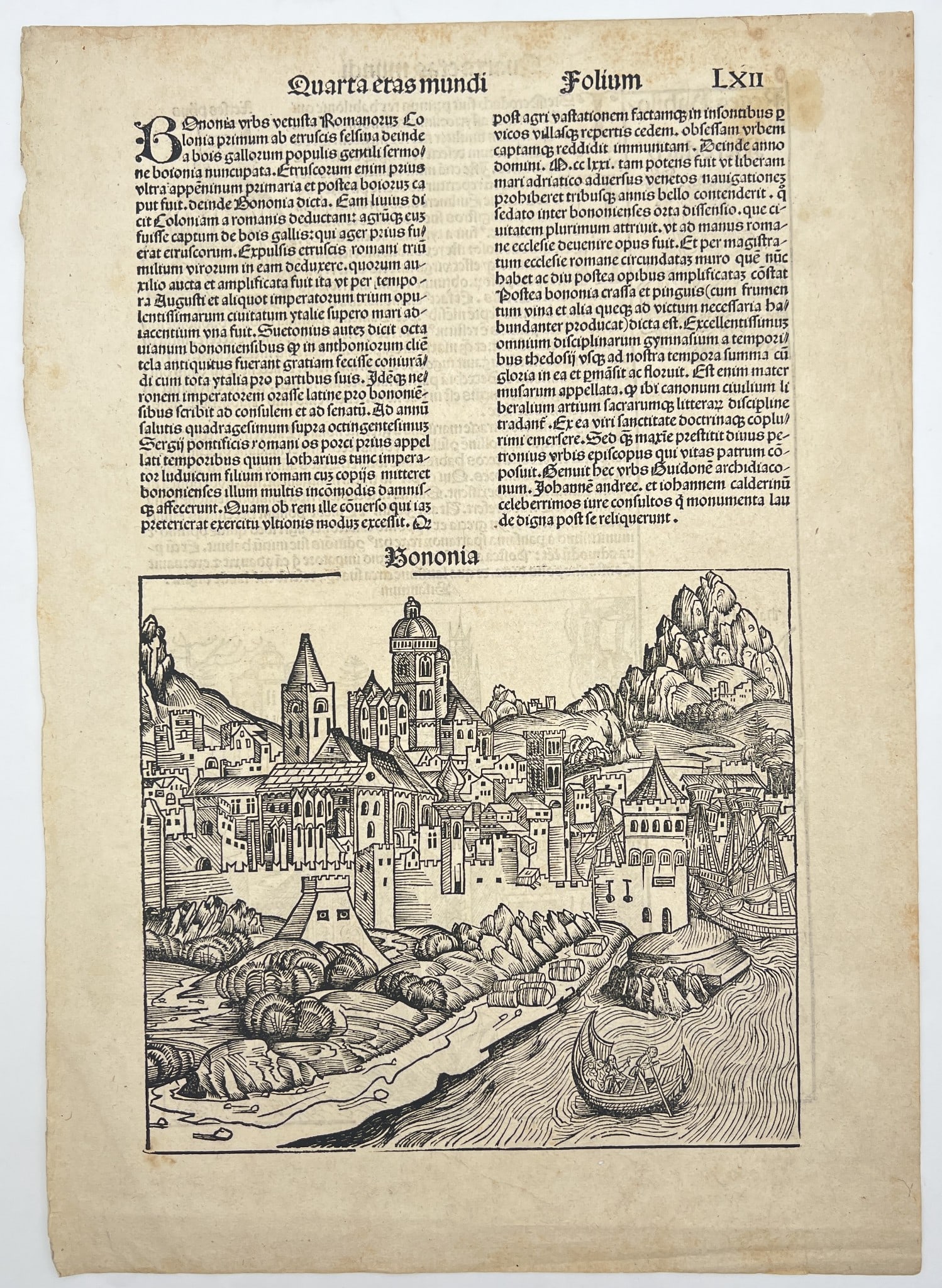 Antique Woodcut - Hartmann Schedel - Nuremberg Chronicle - Landscape of Bononia (1 of 3)