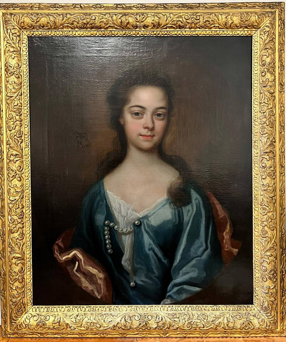 Fine Portrait Of Young Lady Period Gilt Frame Large Oil