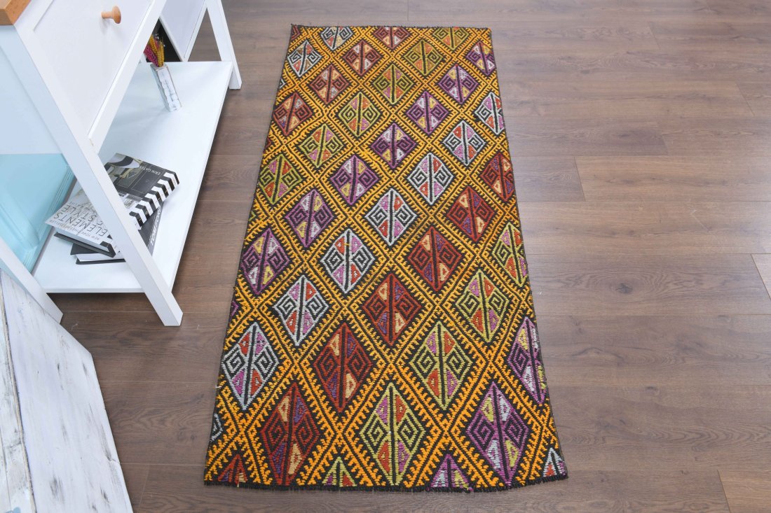 1970s Kilim Oushak Handmade Wool Colorful Runner Rug (1 of 1)