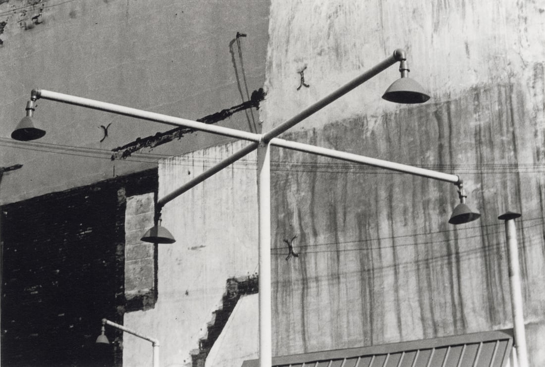 ARNOLD NEWMAN - Lights and Wall, Philadelphia, 1939: Artist: Arnold Newman Title: Lights and Wall, Philadelphia, PA, 1939 Medium: Photo Litho, 2008, Germany Dimensions: 9.1x6.15" Description: Heat Wax Mounted on 11x14" Conservation Board Artist Bio: Arn