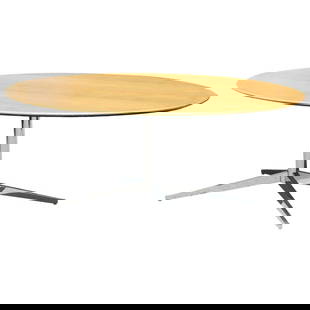 Florence Knoll Oak and Re-Chromed Steel Base Dining or Conference Table: Florence Knoll Oak and Re-Chromed Steel Base Dining or Conference Table Florence Knoll-designed oak dining table. This table features a 7' foot long top and a newly re-chromed steel base. This table w