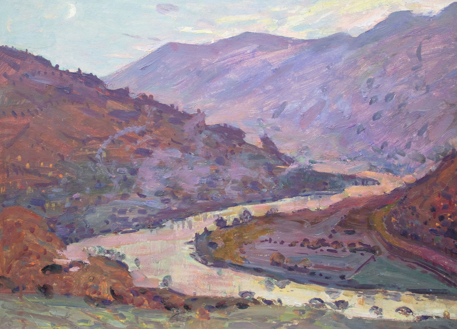 Ivan Tyukha (Ukrainian, 1920 – 2000), "Evening in the valley", oil on board (1 of 3)