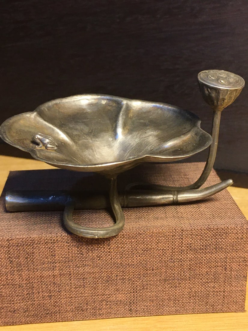 Chinese Pure Silver Lotus Leaf Brush Washer (1 of 9)